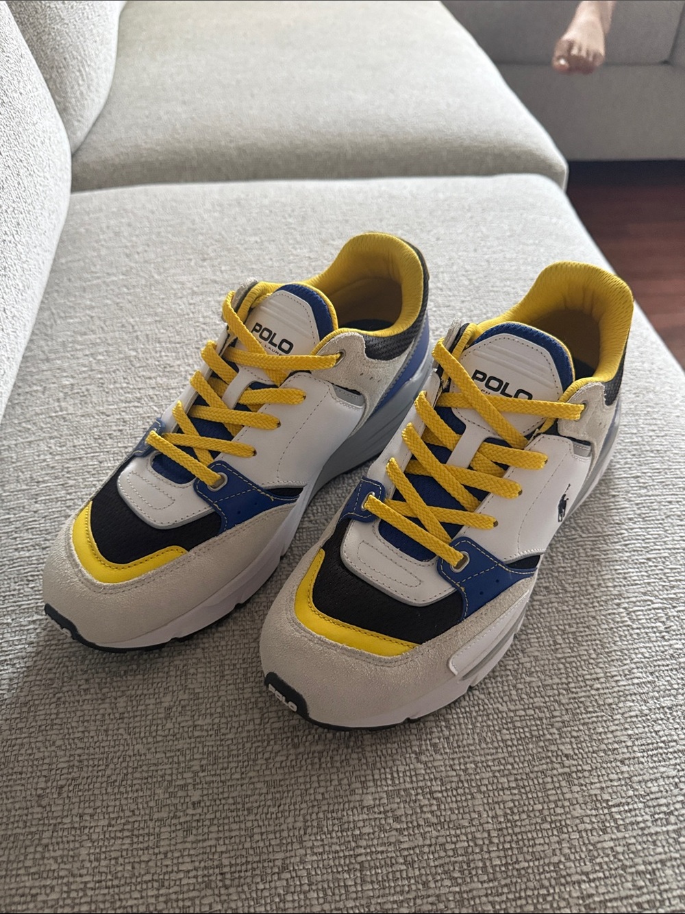 Polo by Ralph Lauren White, Blue & Yellow Mens’ Sneakers
